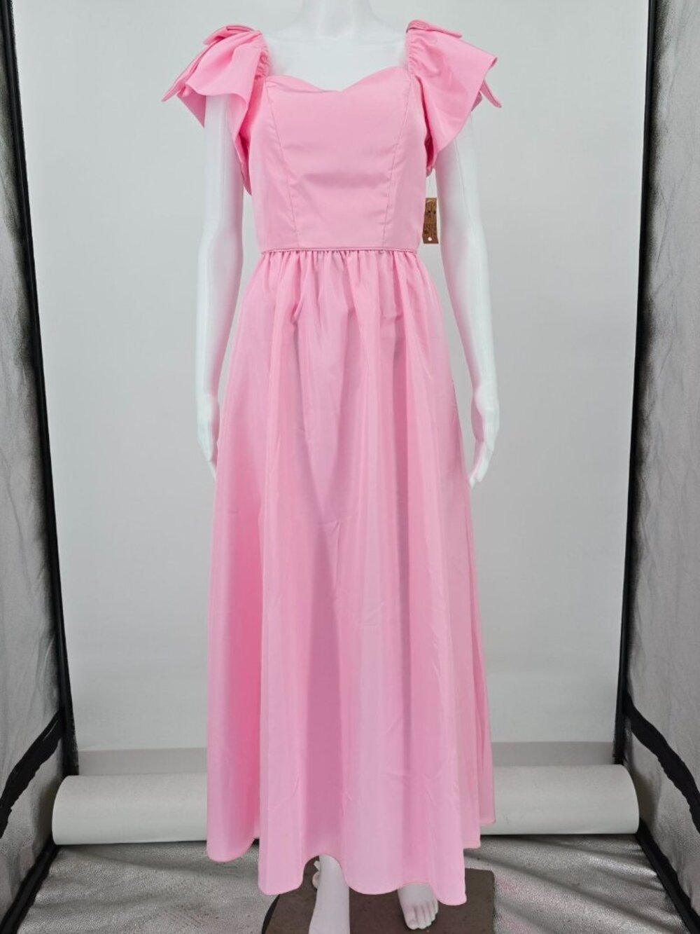 Vintage 1980s Pink Taffeta Puff Sleeve Formal Party Gown/Prom Dress (XS)